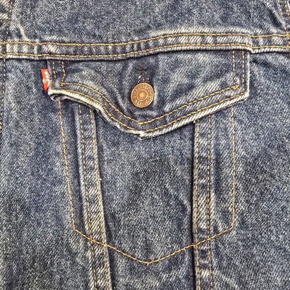 VTG 80s LEVI'S 71411 0816 Buffalo Plaid Lined Denim 48L Trucker Jacket USA - Picture 4 of 16